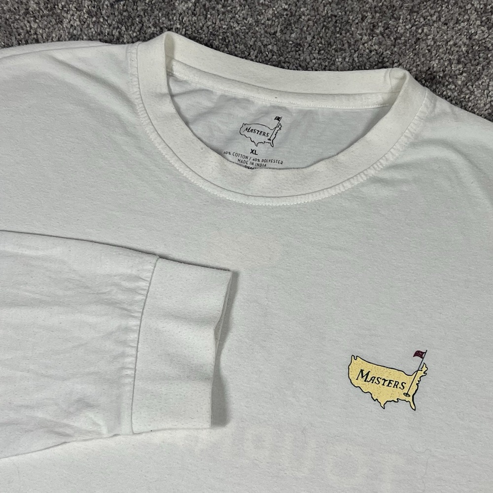 Masters T Shirt Mens XL White Long Sleeve Cotton Golf Tournament